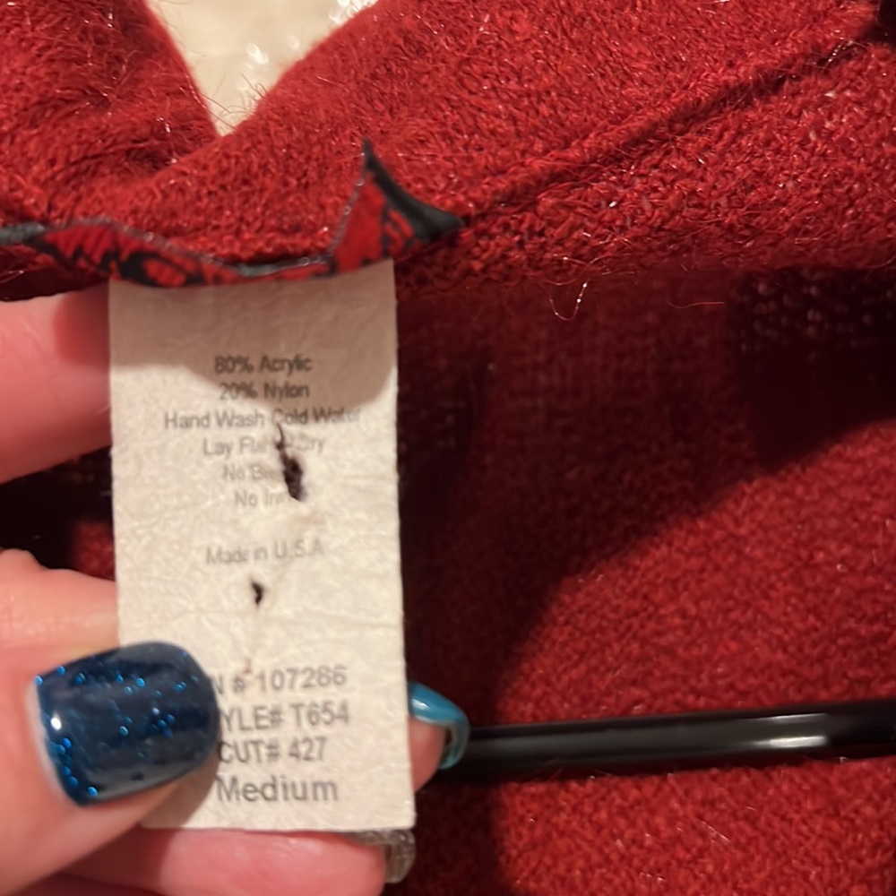 Long Dark Red Button Down Sweater - image 6